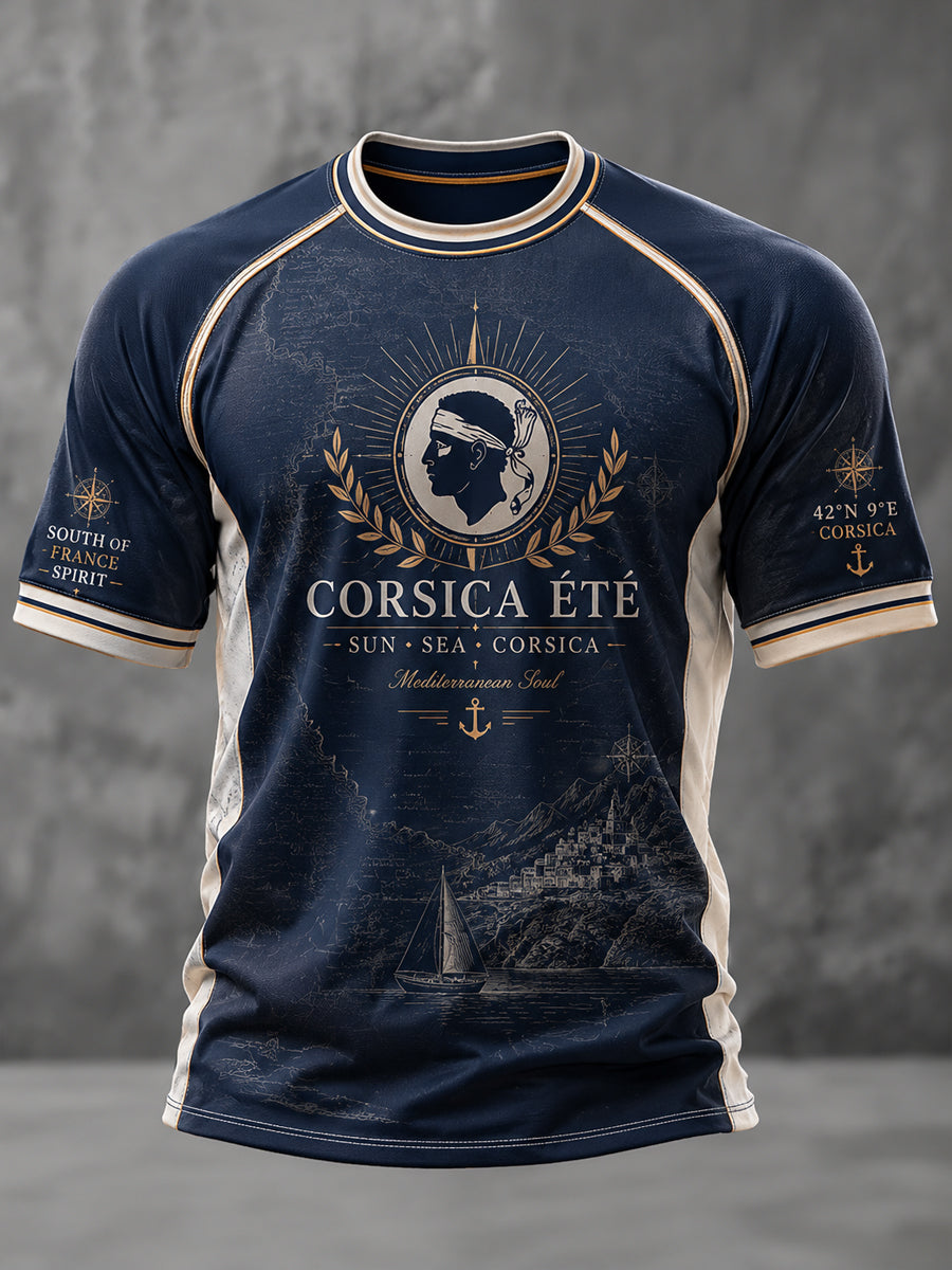 T-shirt décontracté à manches courtes pour homme, imprimé du drapeau de la Corse