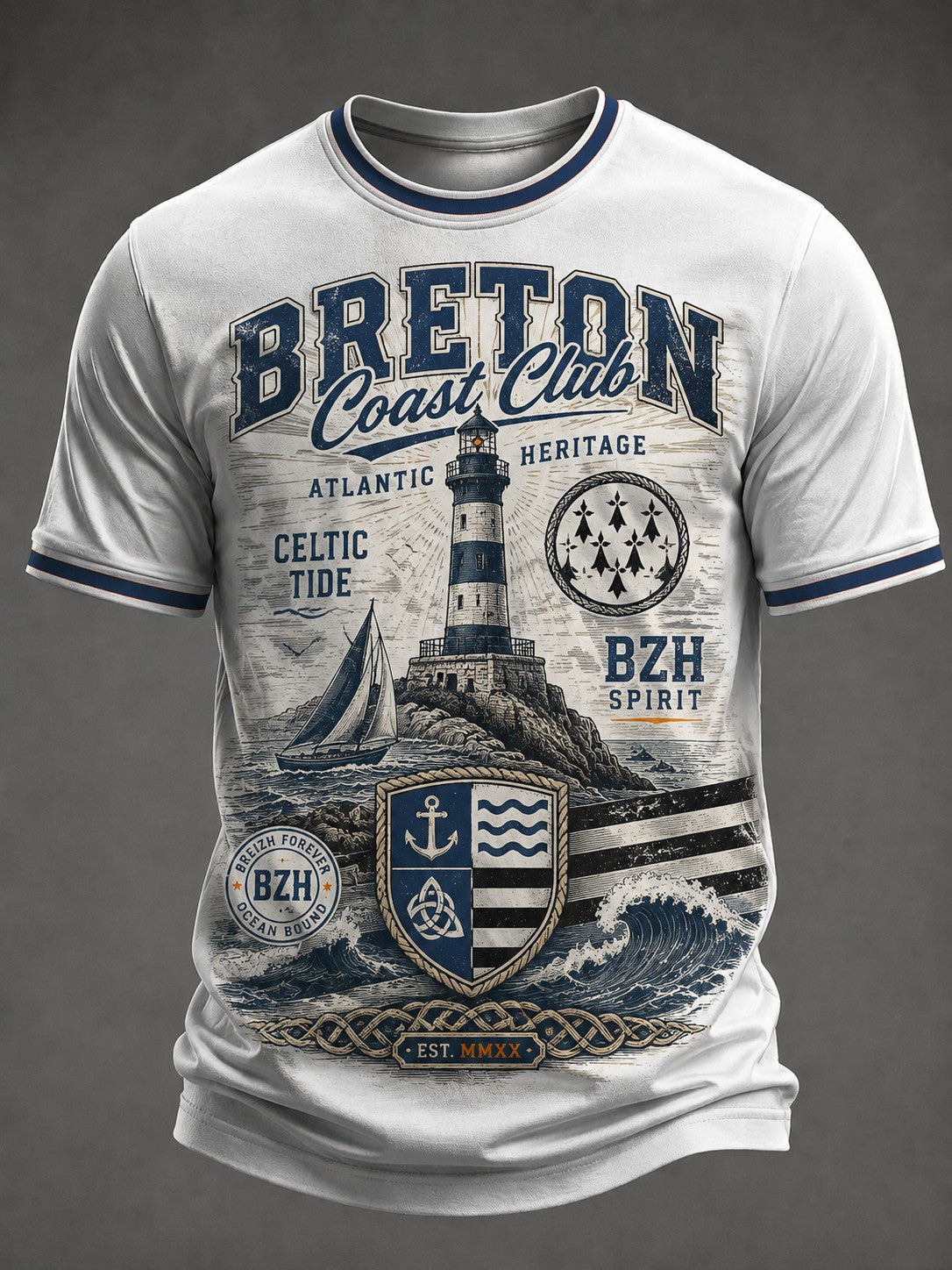 T-shirt pour hommes imprimé celtique de Bretagne, France