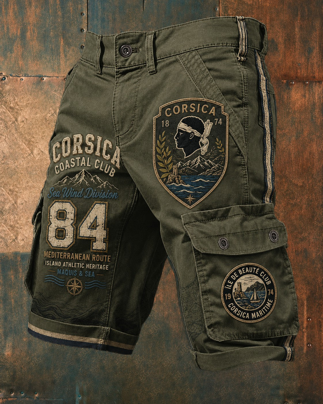 Shorts pour homme imprimés au drapeau de la Corse