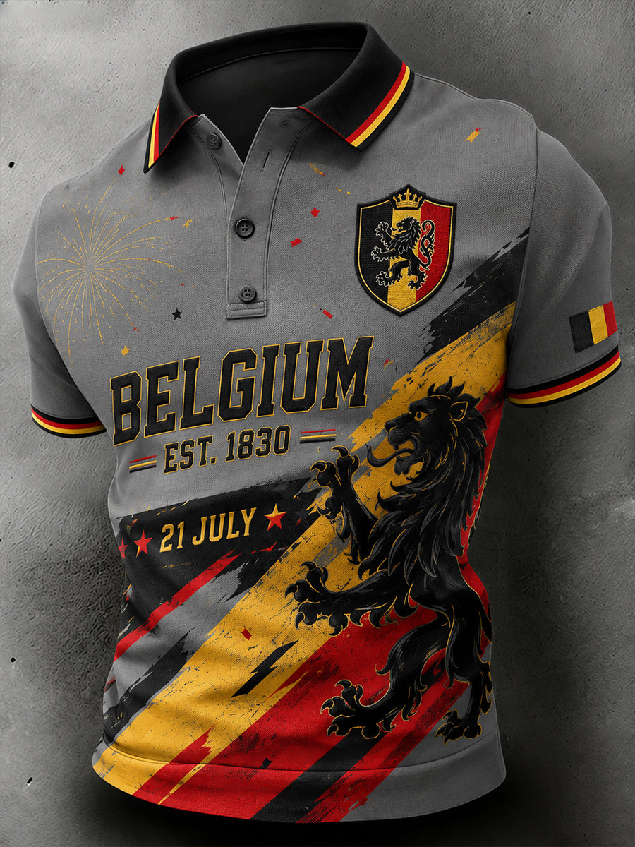Polo homme à manches courtes sur le thème de la fête nationale
