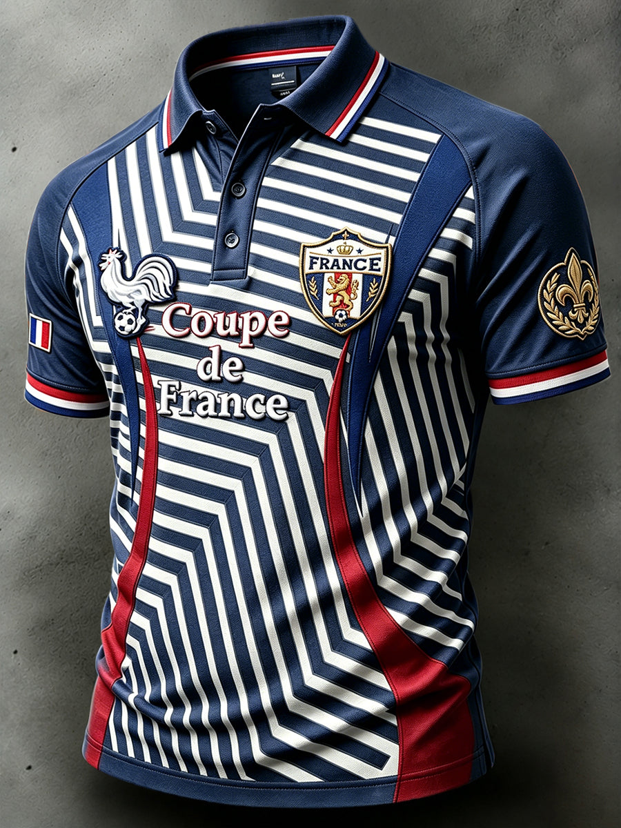 Le football français des hommes a rayé le polo décontracté de baisse-épaule de mode