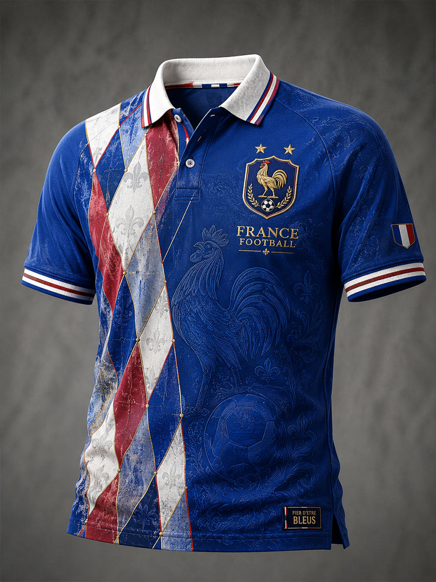 Polo imprimé artistique France Football pour homme