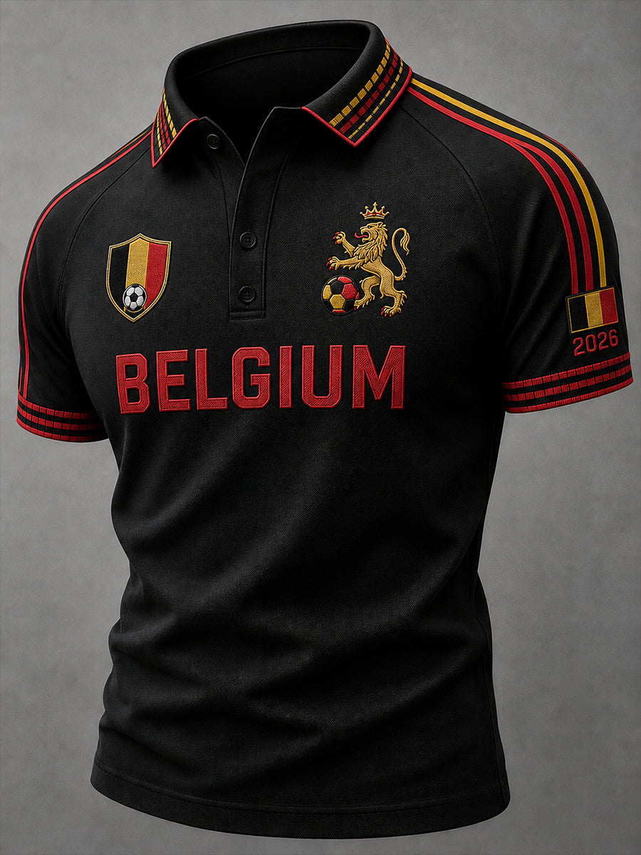 Polo à manches courtes imprimé à manches raglan pour homme