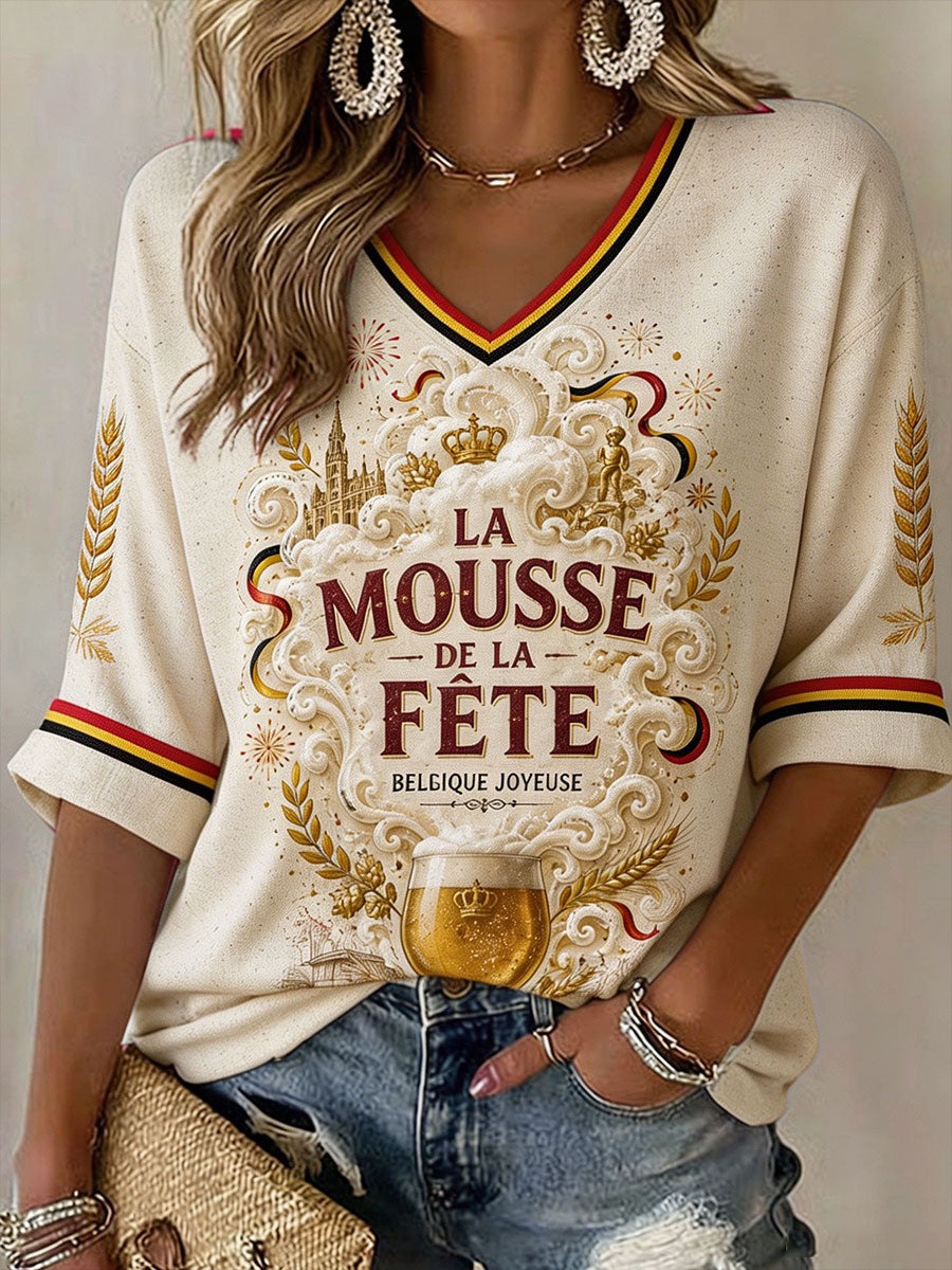 Hauts en lin imprimés Belguim National Day Beers Art pour femmes