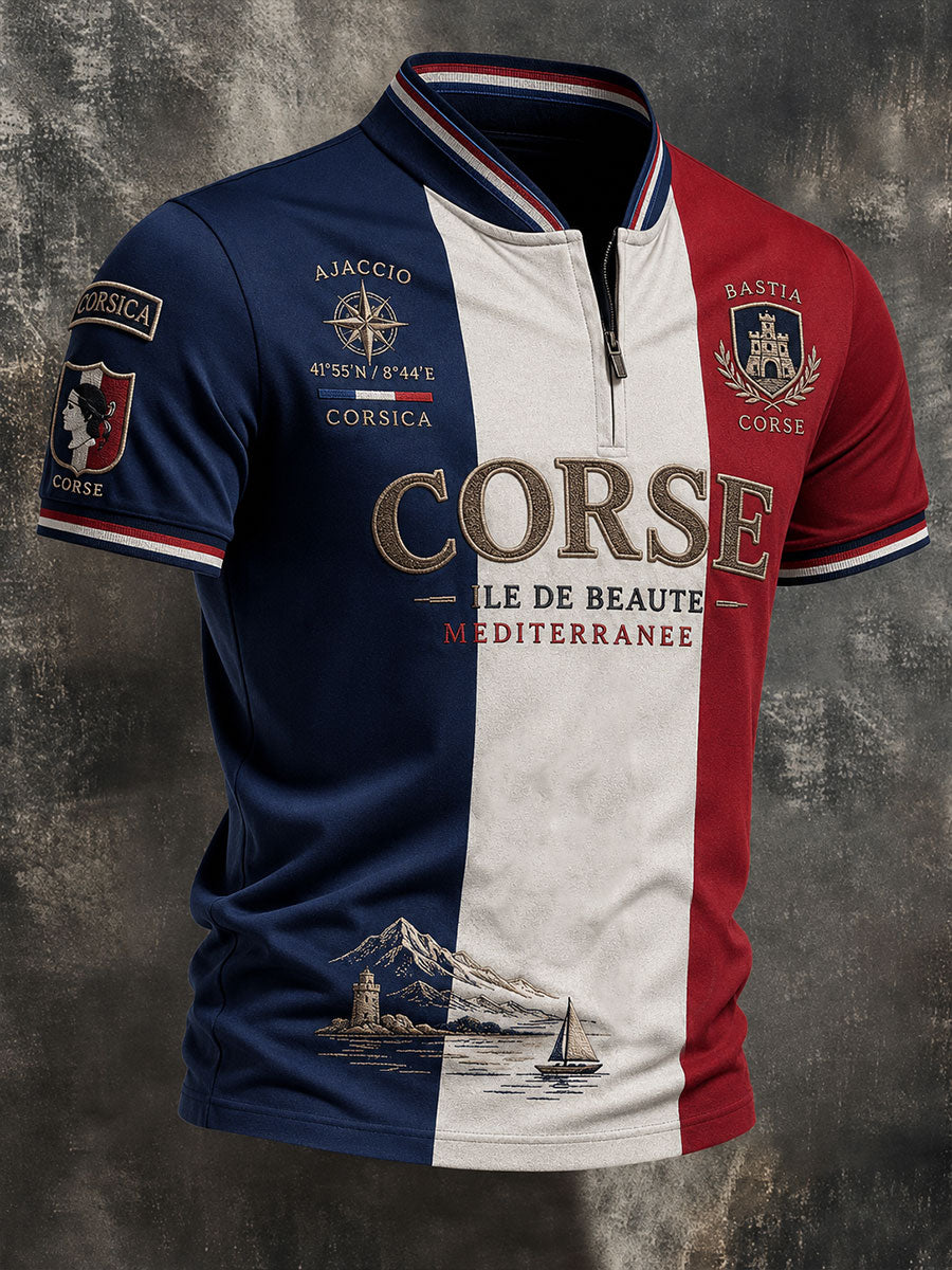 Chemise courte Corse Zip Up Homme