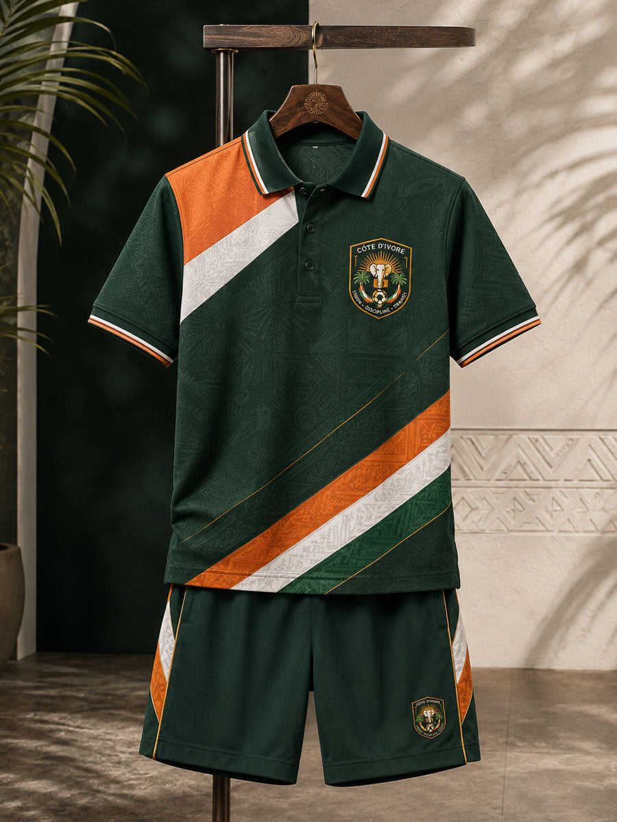 Ensembles imprimés artistiques pour amateurs de football de Côte d’Ivoire, pour hommes