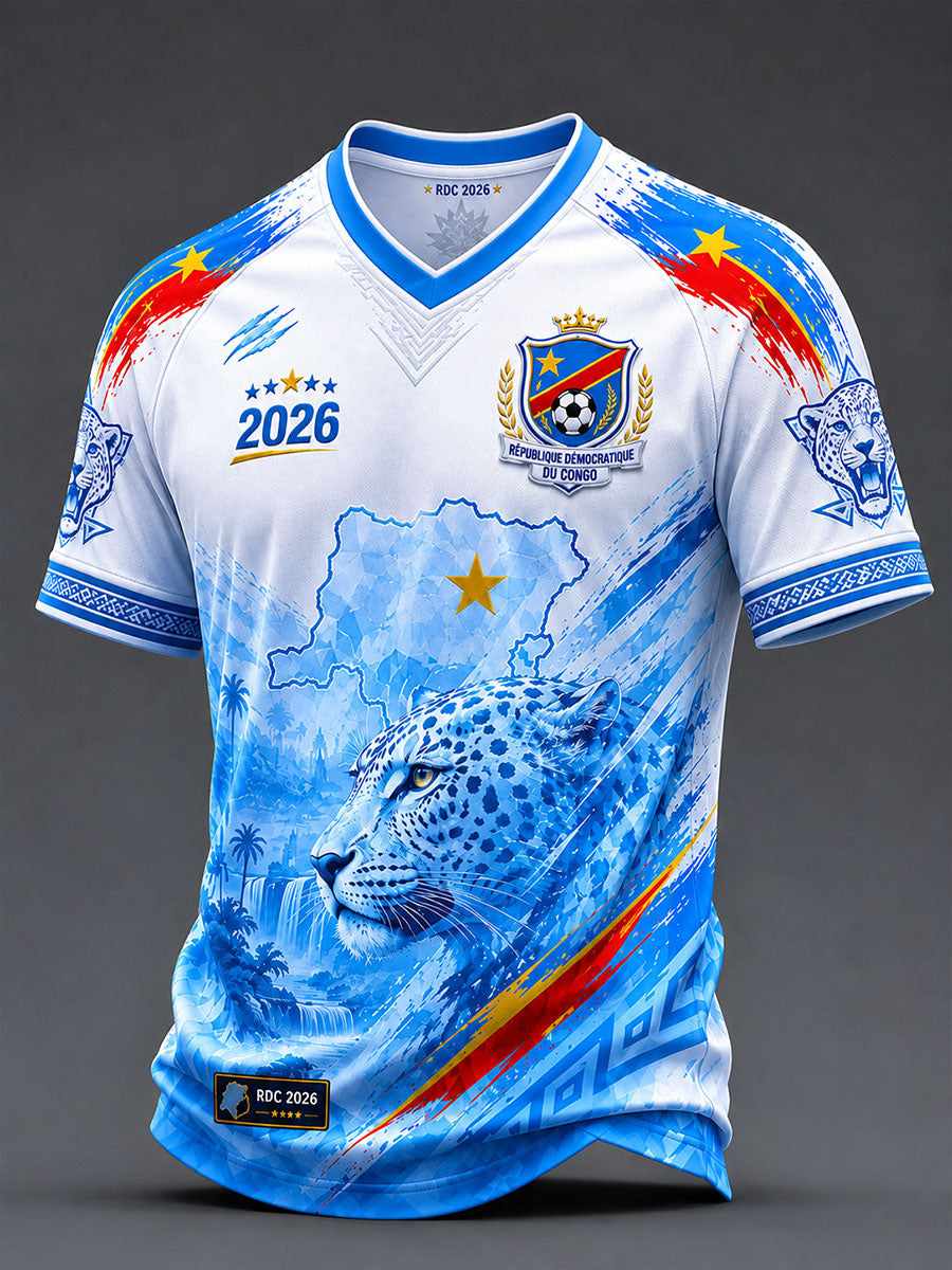 T-Shirts à Col V Football République Démocratique du Congo pour hommes