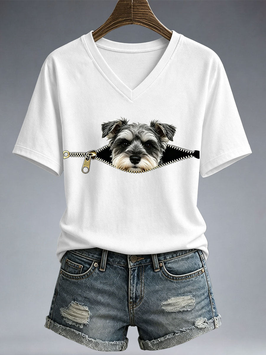 T-shirt drôle à imprimé Schnauzer Femme