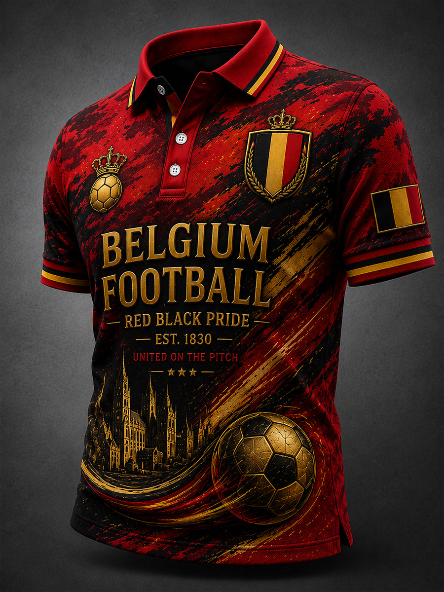Polo à manches courtes pour homme avec imprimé footballistique