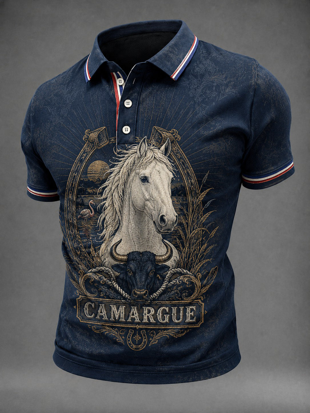 Chemise imprimée France Camargue pour homme
