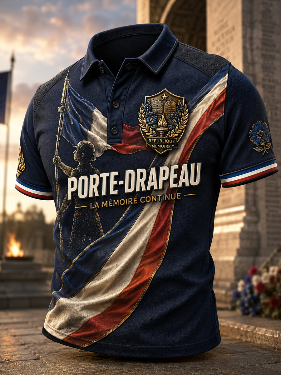Chemise française à manches courtes pour hommes vétérans