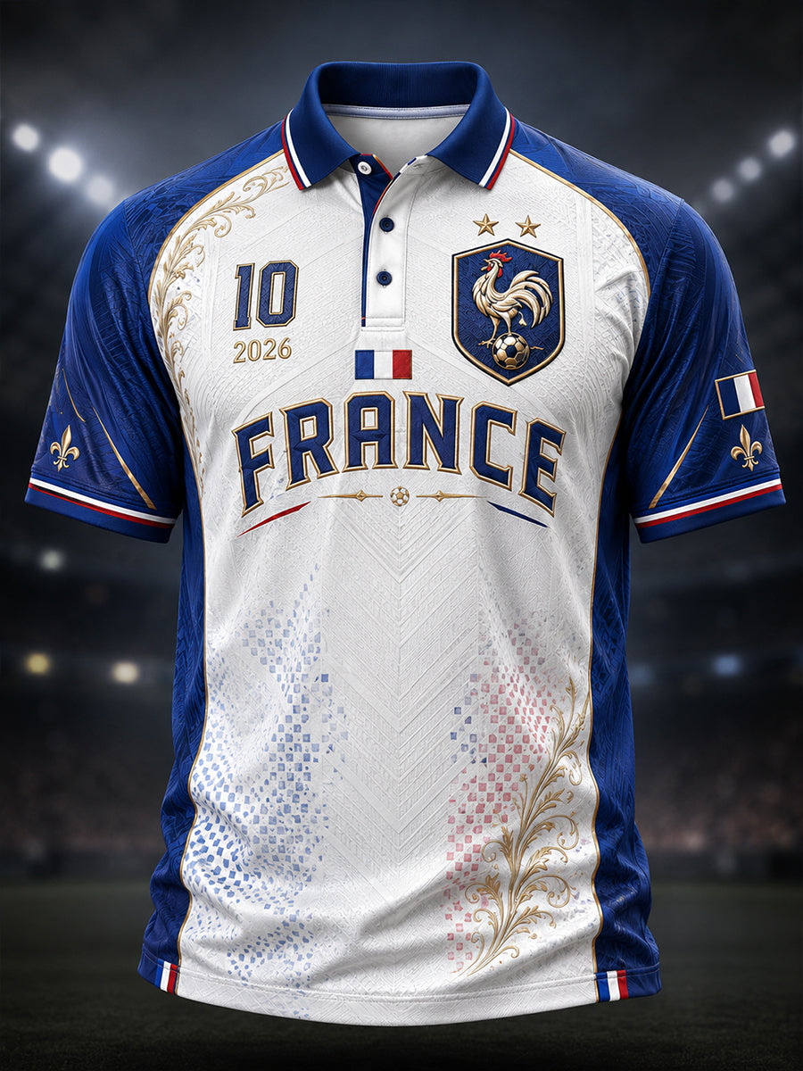 Polo imprimé artistique France Football pour homme