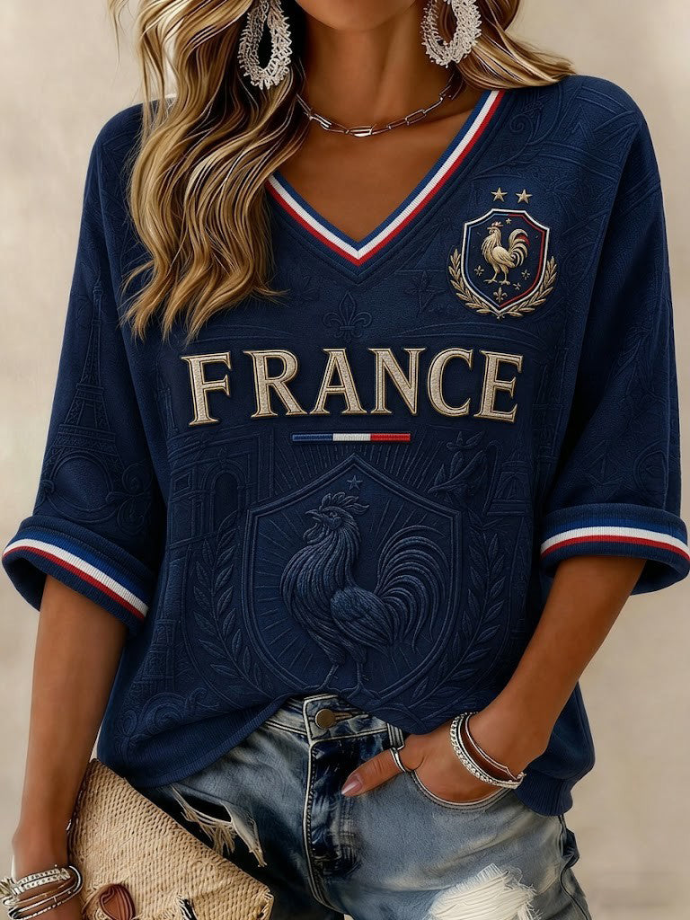 T-shirt femme à manches mi-longues imprimé France Football