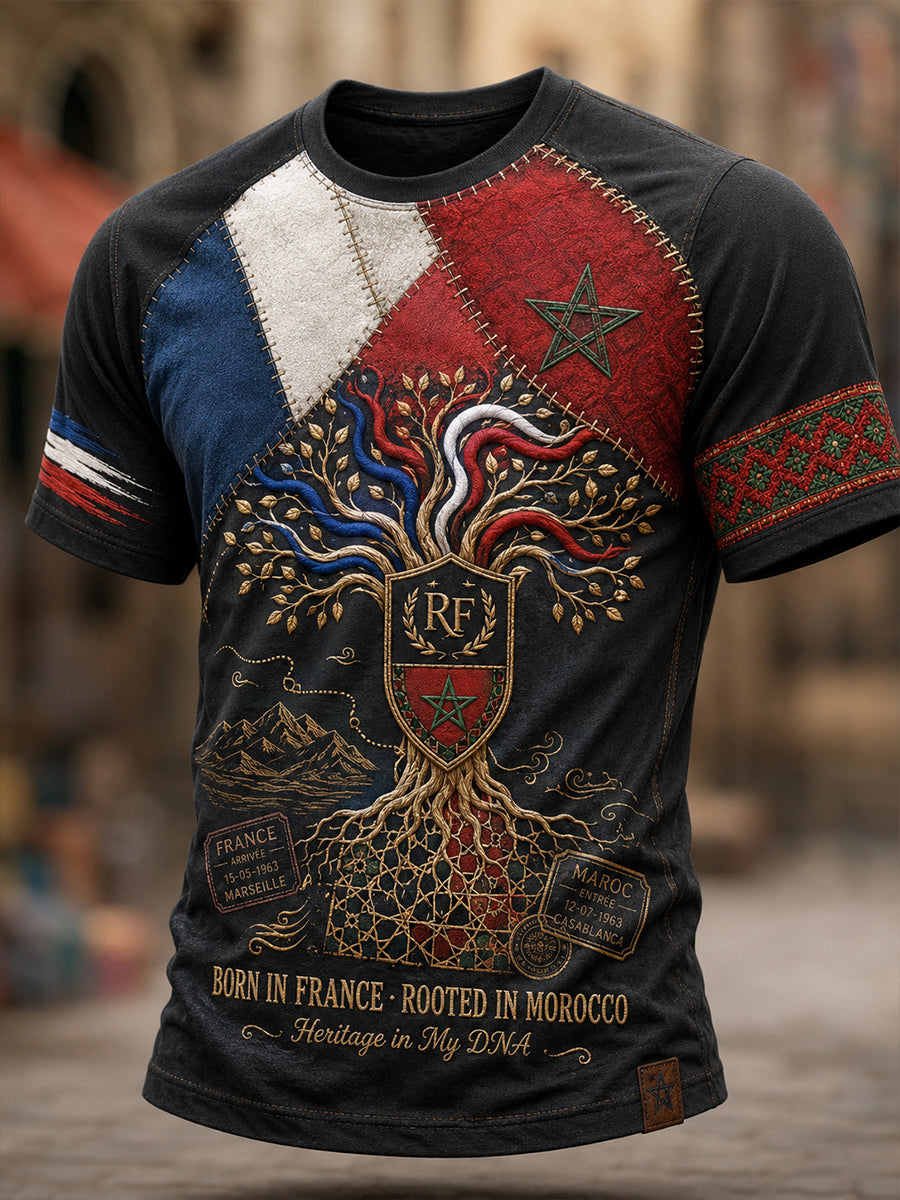 Chemise à manches courtes homme BORN IN FRANCE · ROOTED IN MAROC