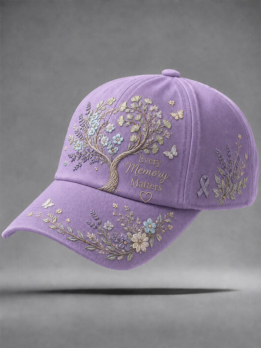 Thème d'Alzheimer "Every Membery Matters" Chapeau unisexe décontracté imprimé floral