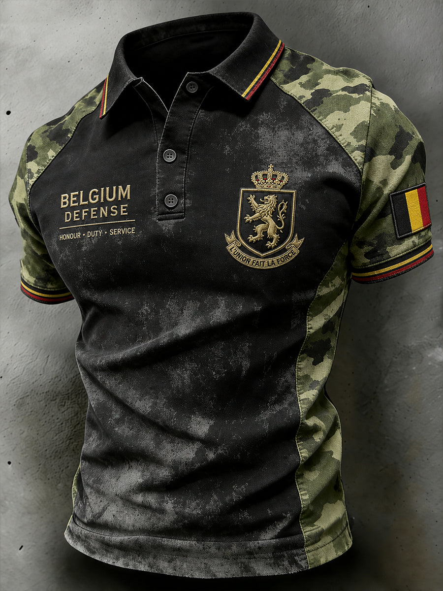 Polo à manches courtes pour homme avec imprimé de style militaire