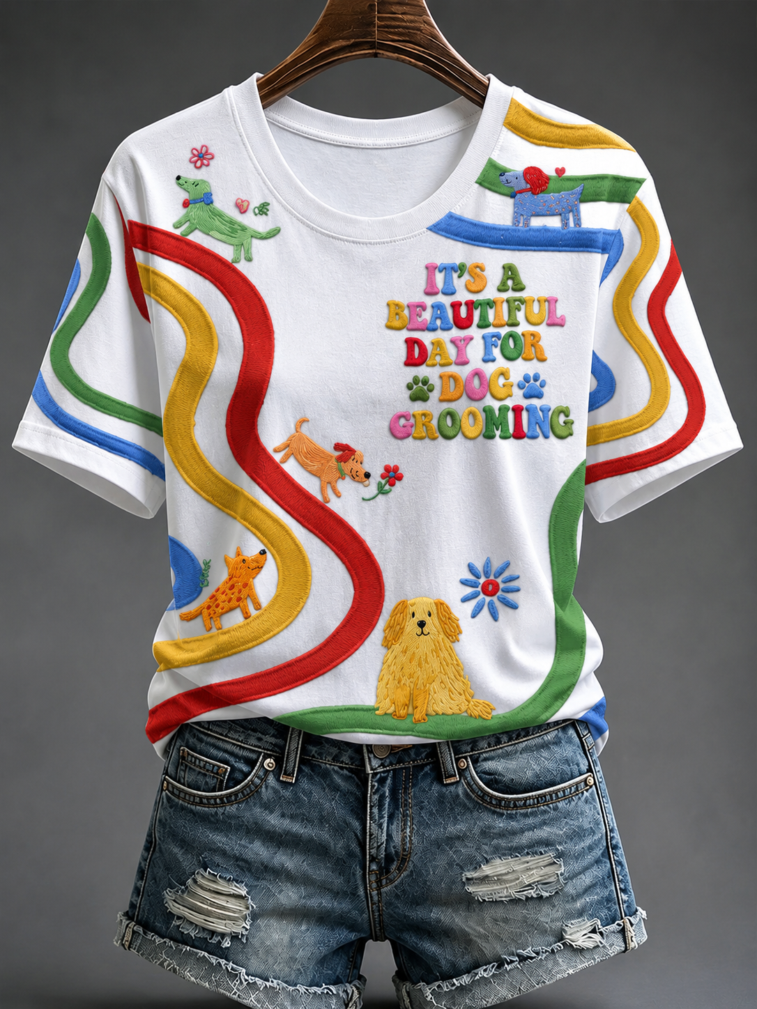 T-shirt Rainbow Dog à manches courtes Femme