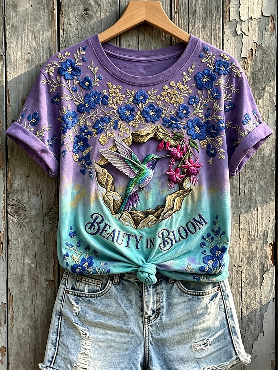 T-shirt à manches courtes Beauty In Bloom à imprimé floral Colibri Femme
