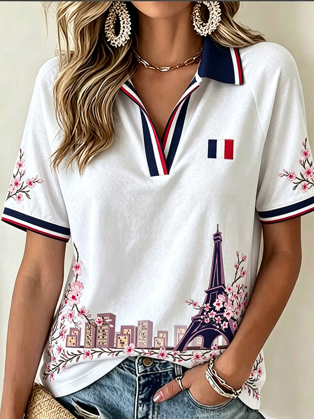 Polo imprimé France Memorial Femme
