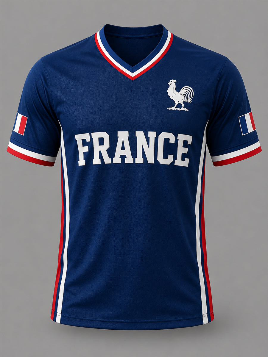 T-shirt décontracté à col en V pour hommes, imprimé France