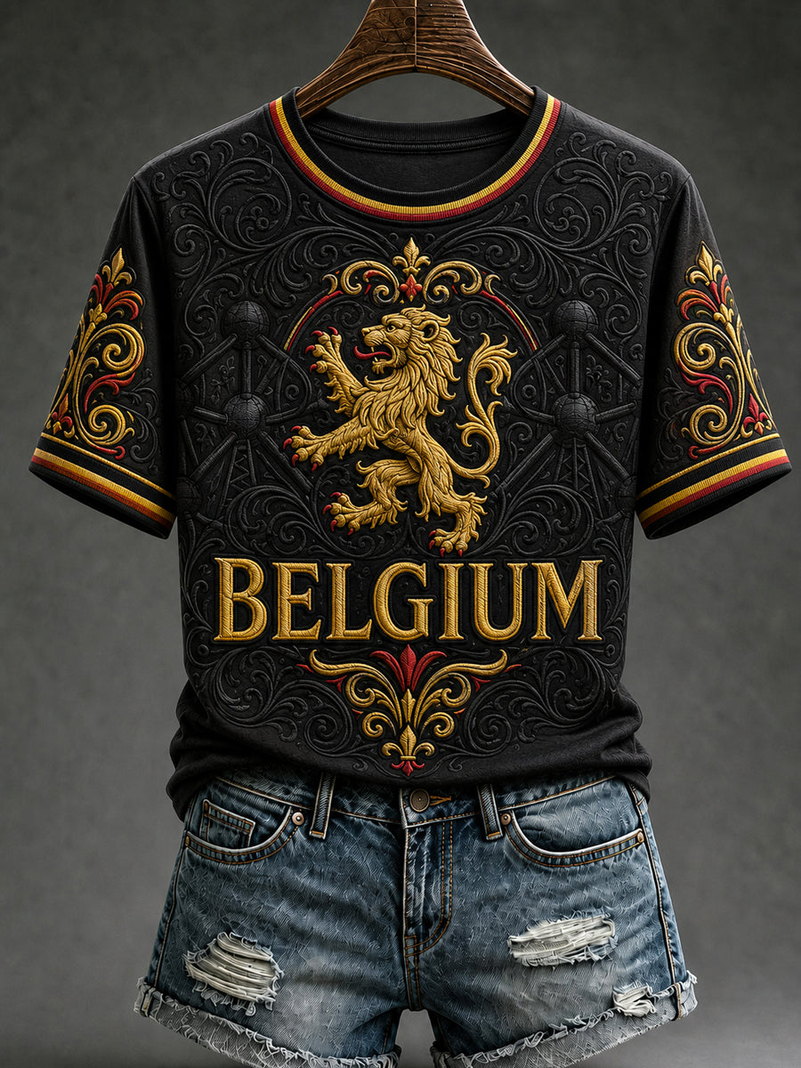 T-shirt à manches courtes pour femmes, motif «Belgium Lover»