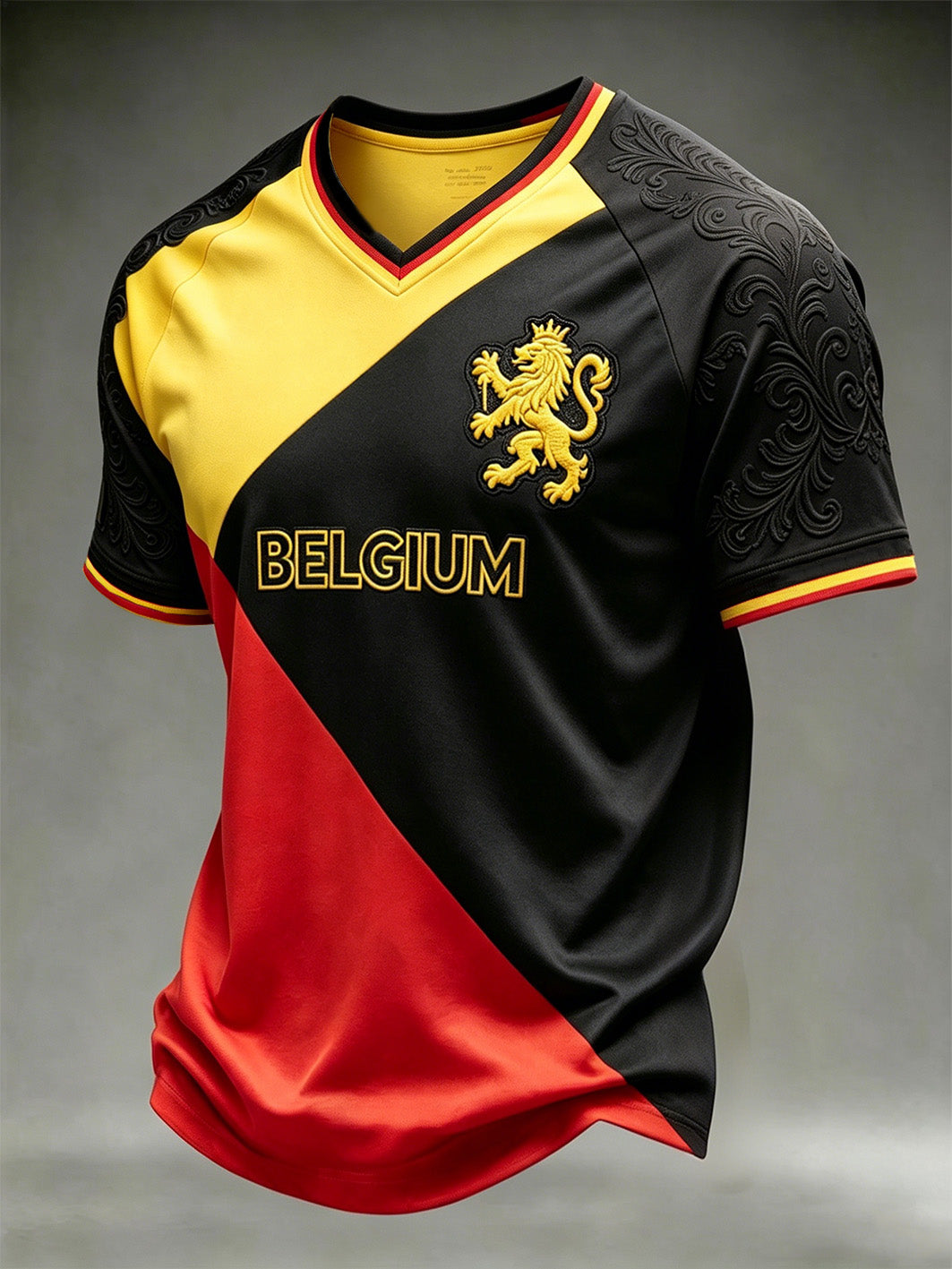 T-shirt à col en V décontracté commémoratif de style belge pour hommes