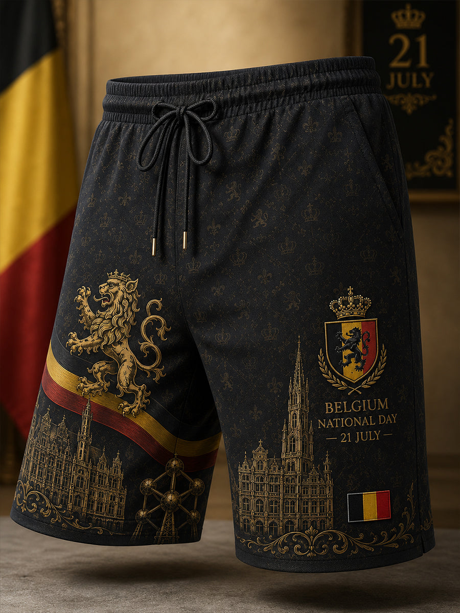 Short décontracté pour homme à imprimé lion pour la Journée nationale