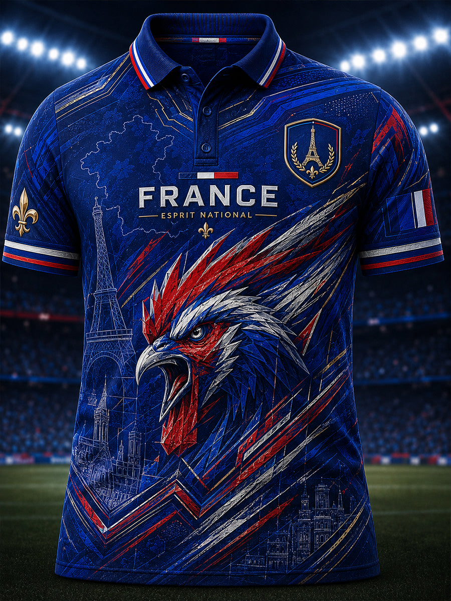 Chemise à manches courtes pour hommes, commémoration patriotique française