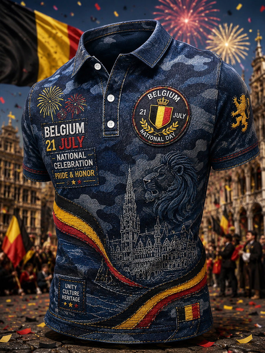 T-shirt polo à manches courtes, graphique, pour la célébration de la Journée nationale des hommes