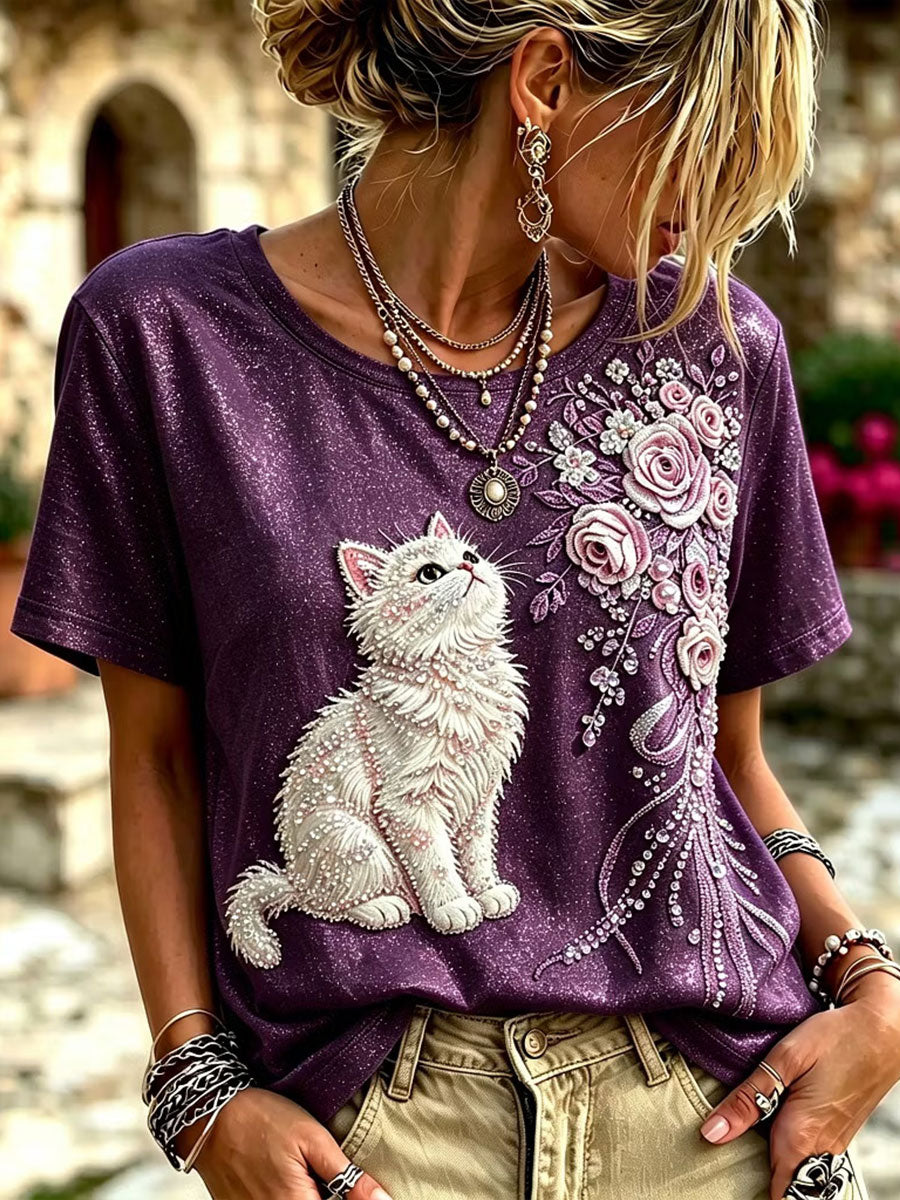 T-shirt à fleurs Cat Femme
