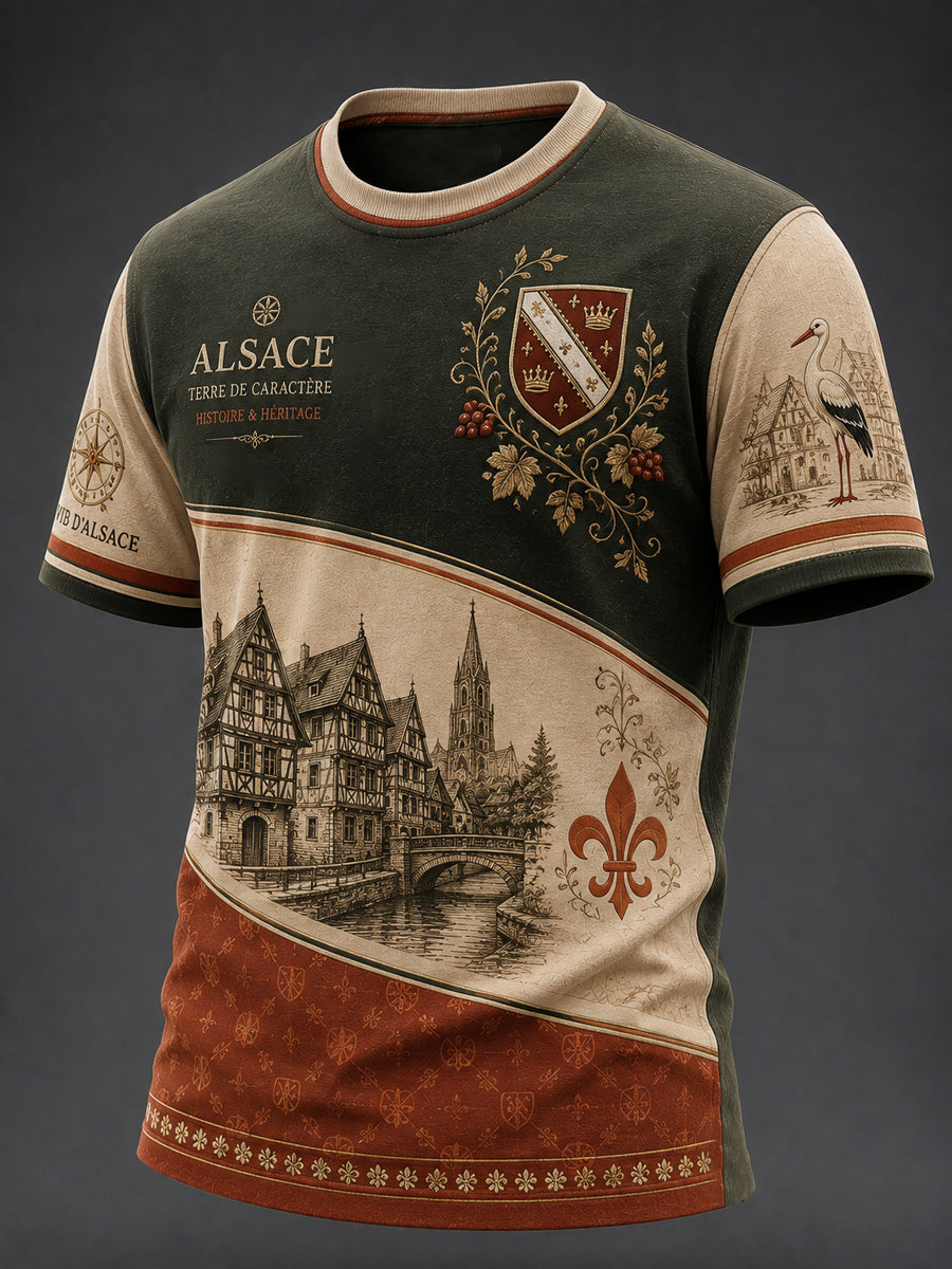 T-shirt imprimé pour hommes, France Alsace