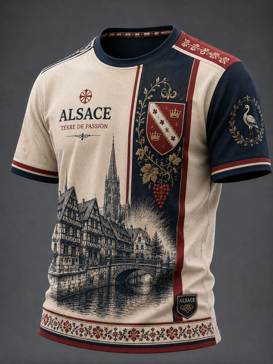 T-shirt imprimé pour hommes, France Alsace