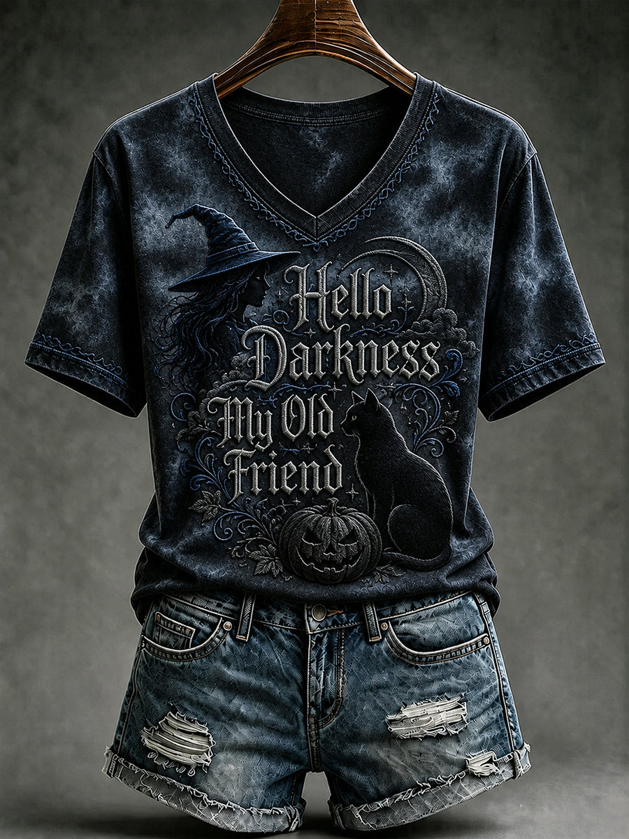 T-shirt à imprimé Hello Darkness My Old Friend Femme