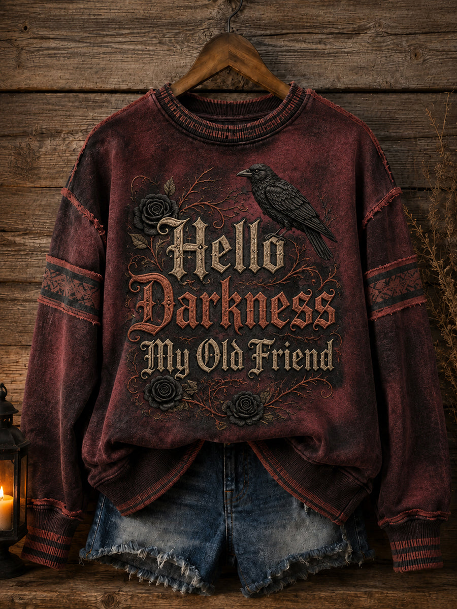Sweat Femme Hello Darkness My Old Friend Halloween Imprimé