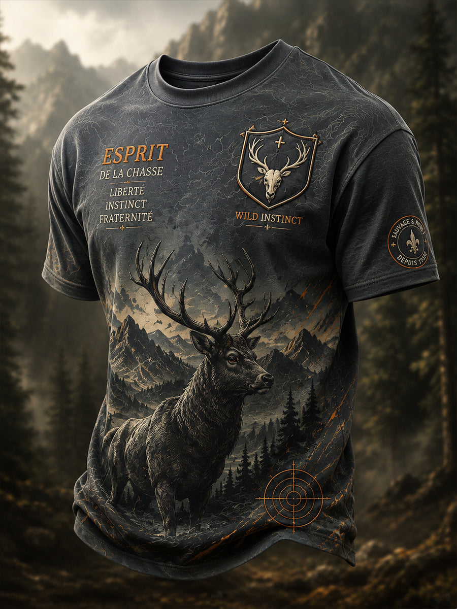 T-shirt manches courtes de chasse à la française pour hommes