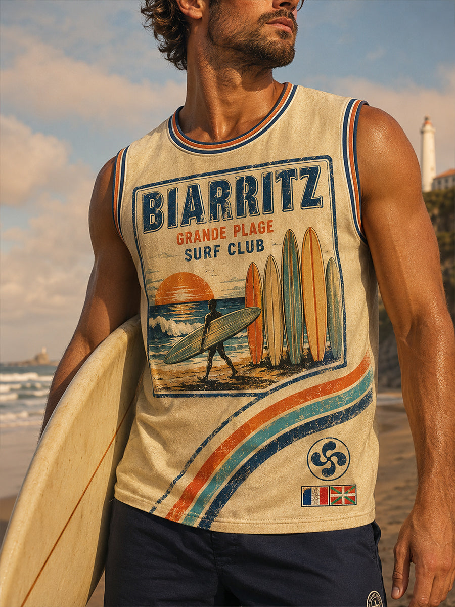 Débardeur décontracté pour homme, style surf et culture basque française