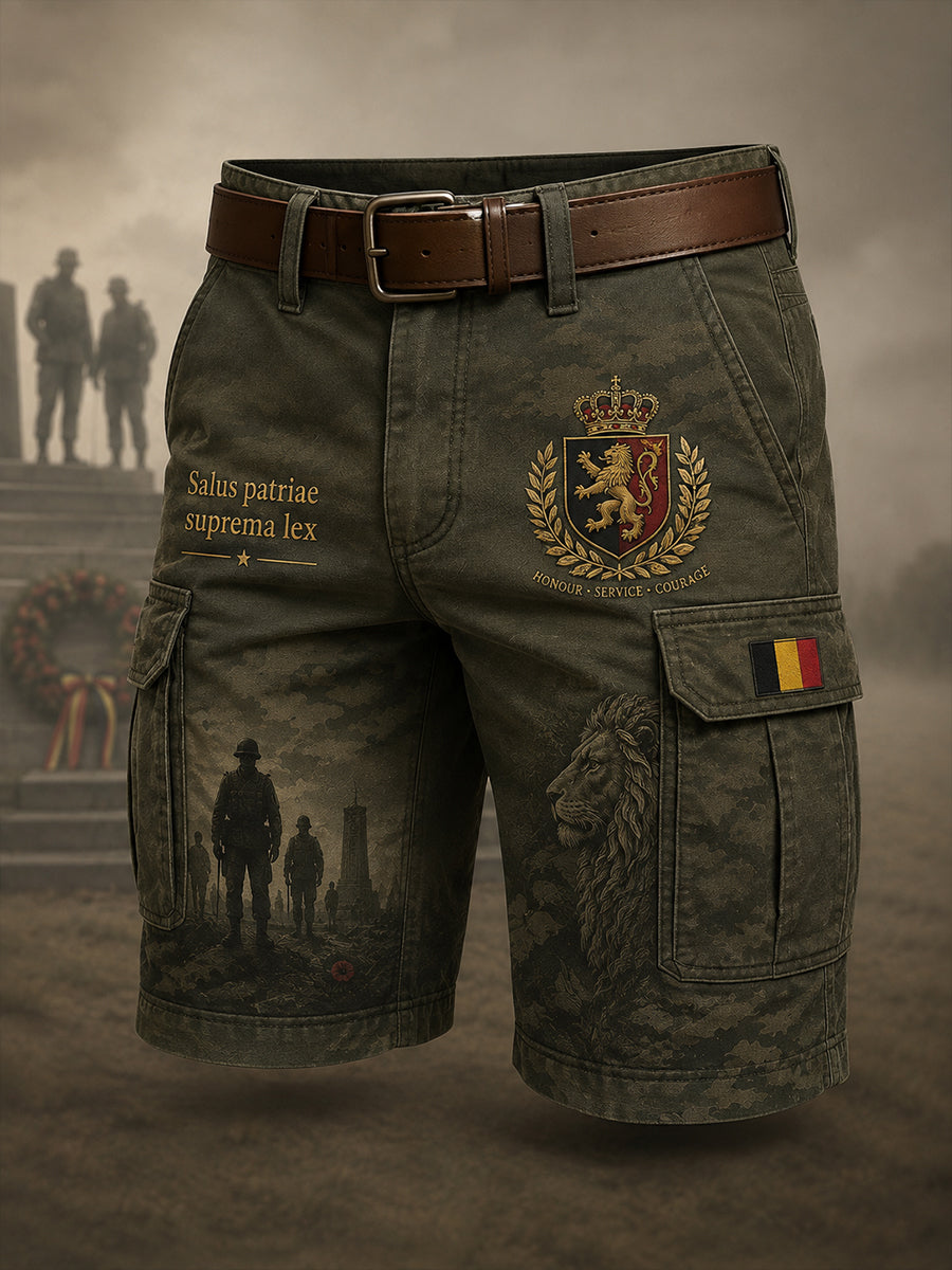 Short utilitaire vintage pour hommes avec imprimé commémoratif vétéran