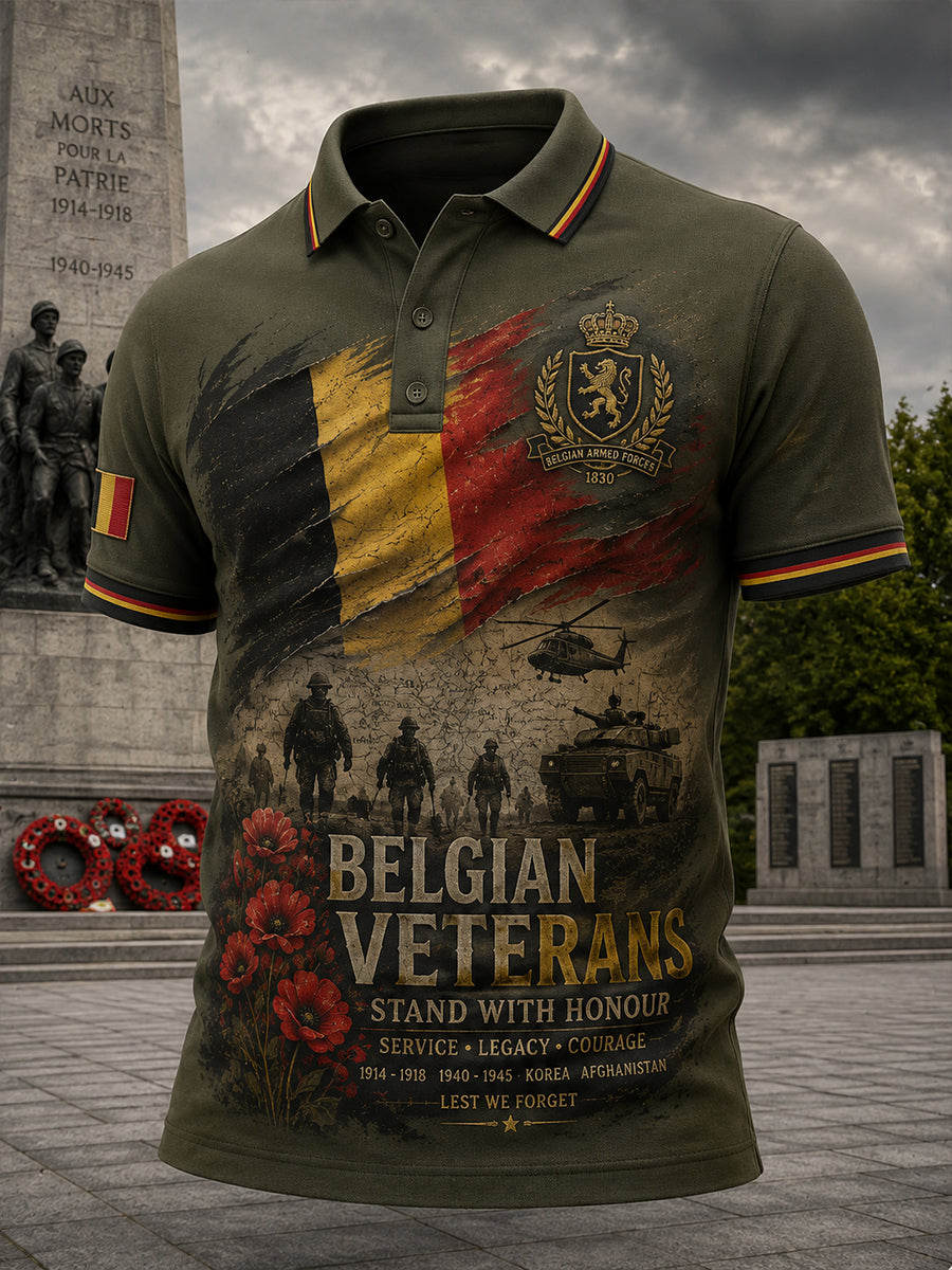 Polo homme à manches courtes orné d’un imprimé commémoratif militaire vintage