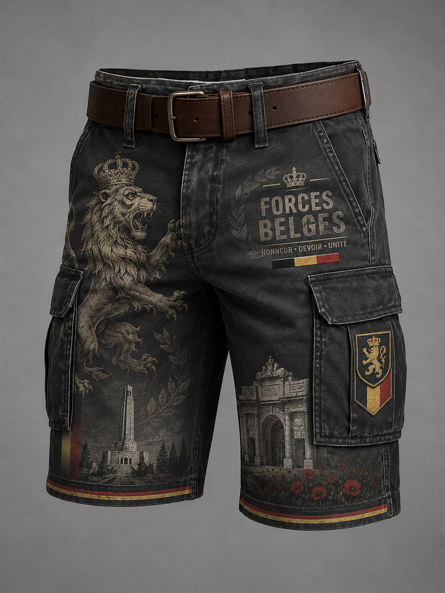 Pantalon cargo court pour homme au motif vintage de style militaire