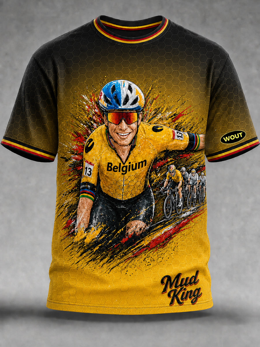 T-shirt homme à manches courtes, ample, à imprimé «Roi de la boue de Belgique », style vintage et tendance