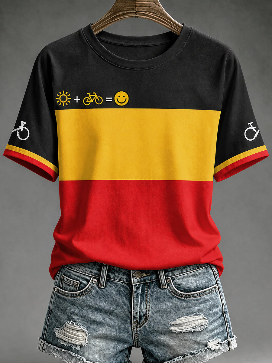 T-shirt femme Belge de cyclo-cross, imprimé vintage, à la mode, ample et à manches courtes