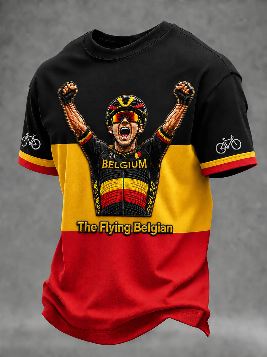 T-shirt homme à manches courtes, ample, à imprimé «Roi de la boue de Belgique », style vintage et tendance