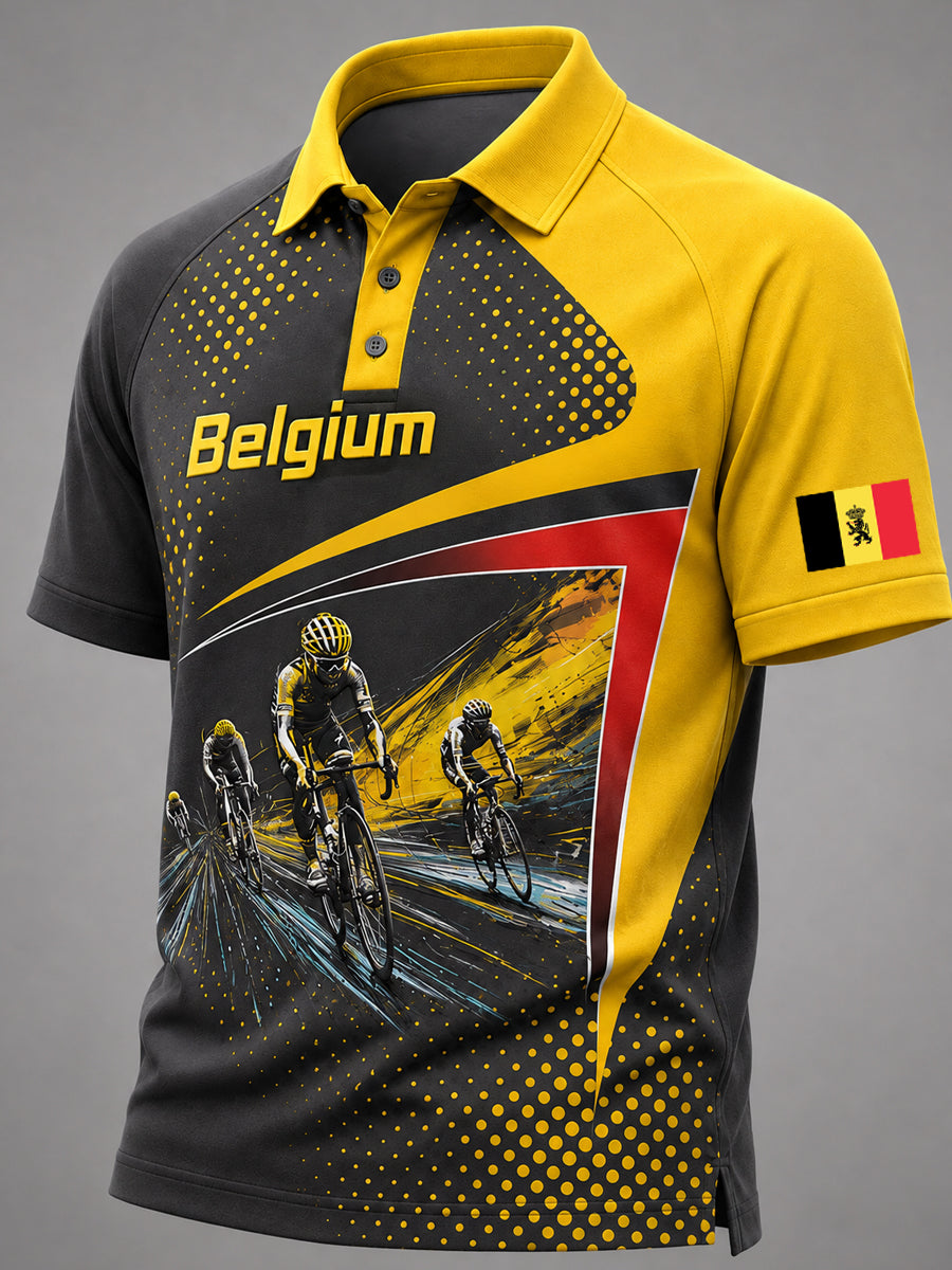 Polo raglan imprimé «Roi de la boue de Belgique» pour homme