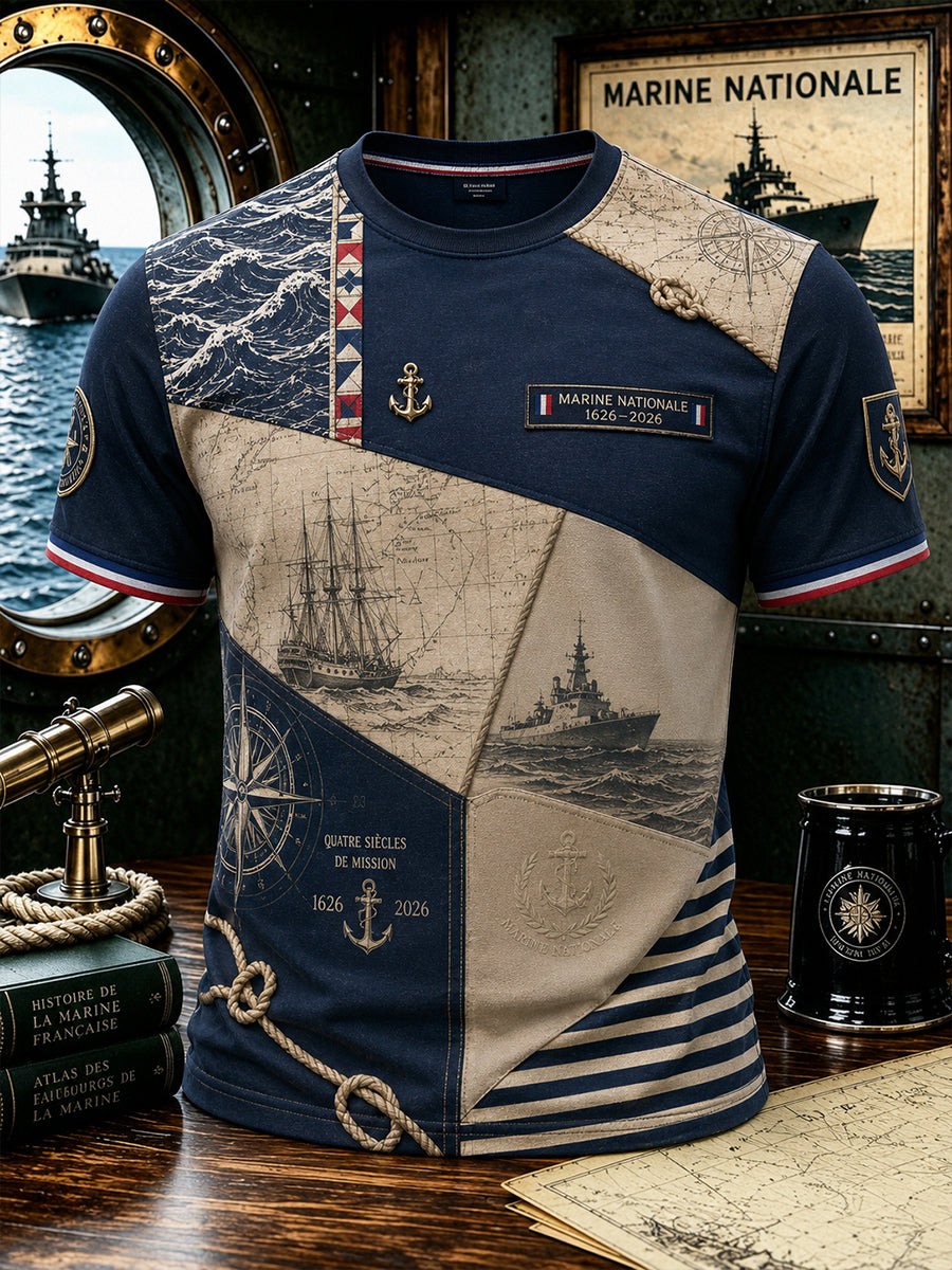 T-shirt manches courtes bleu marine pour homme