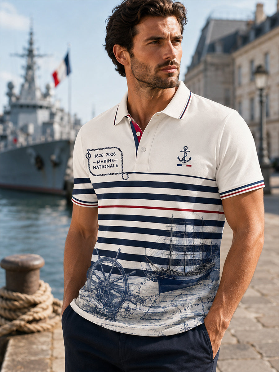 Chemise à manches courtes bleu marine pour homme