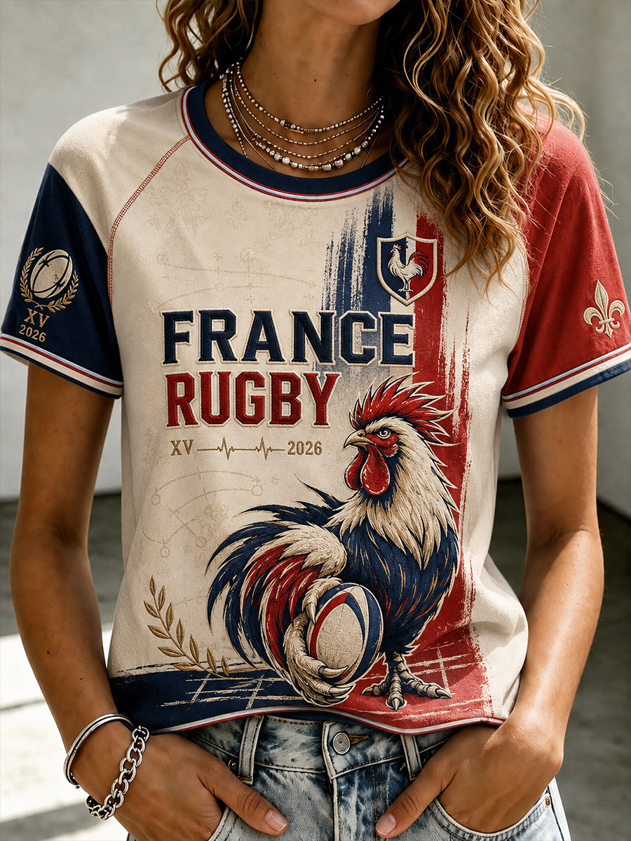 T-shirt à manches courtes col rond French Rugby Femme