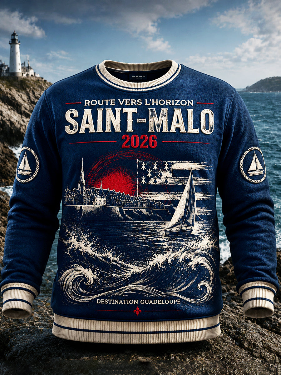 Sweat Homme Décontracté Bleu Profond 'Route du Rhum'