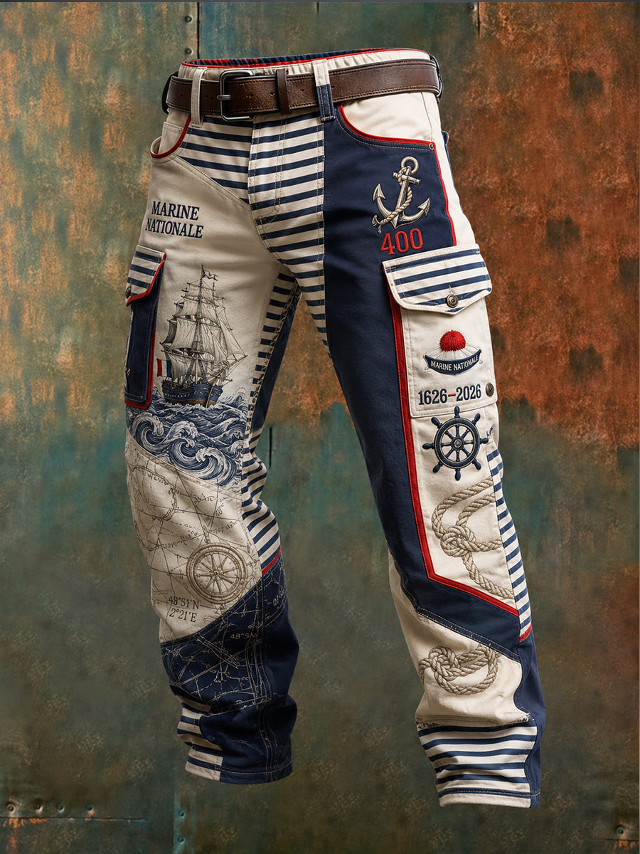Pantalon de travail décontracté bleu marine pour homme