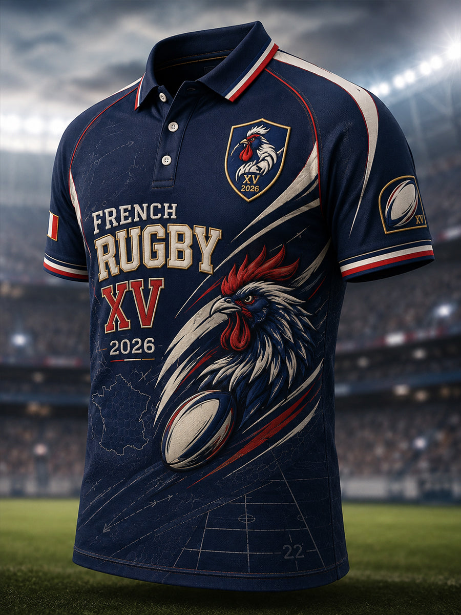 T-shirt manches courtes de rugby français pour hommes