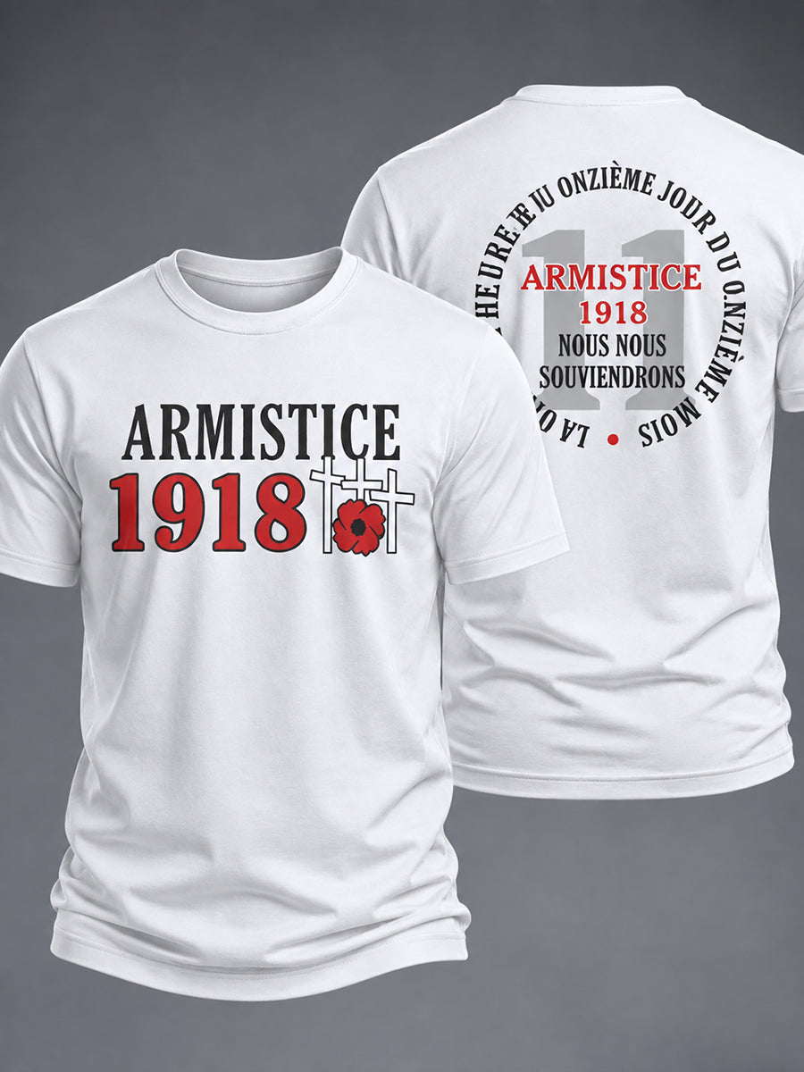 T-shirt manches courtes pour hommes avec imprimé Jour de l'Armistice